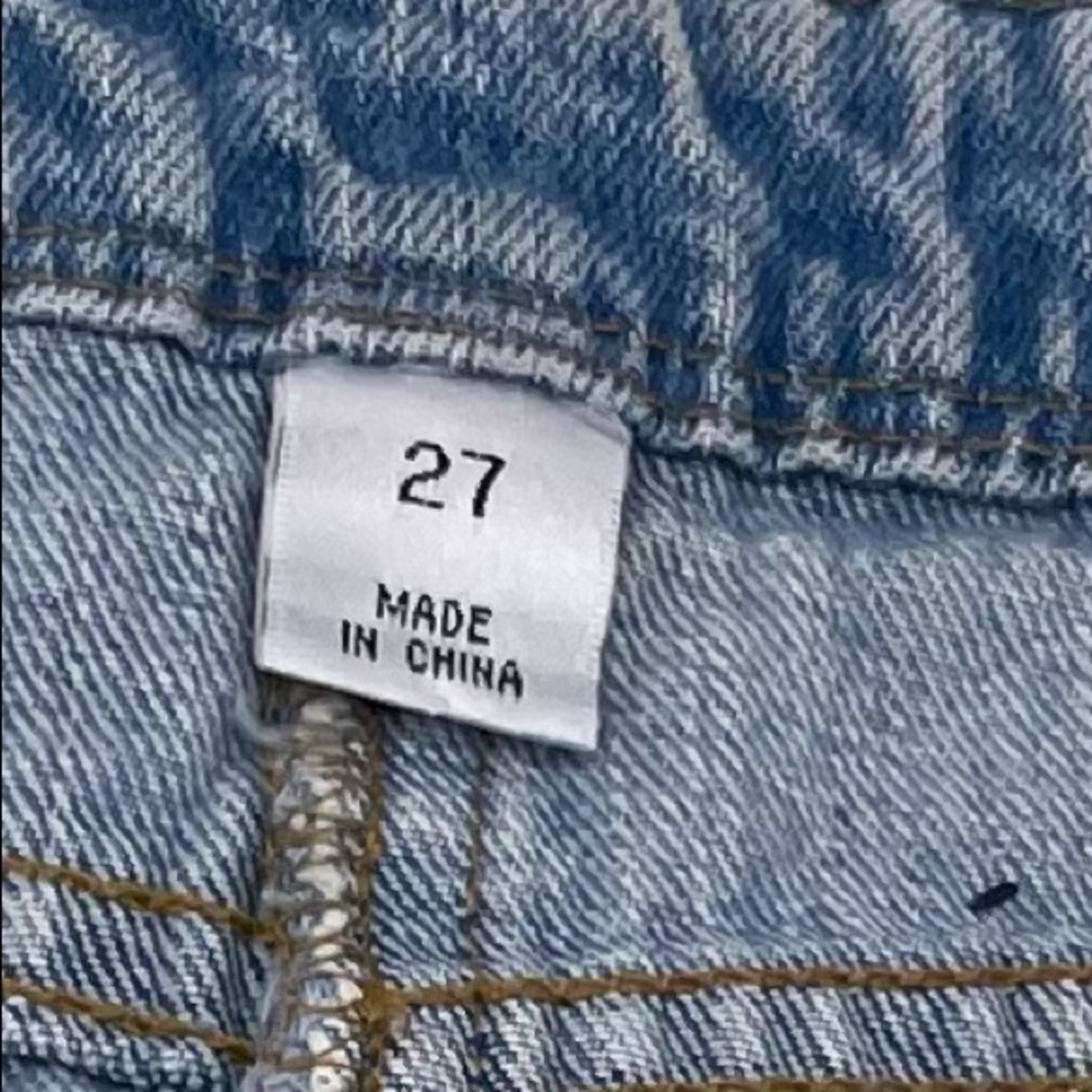 Free People denim distressed mini skirt. - Picture 7 of 8